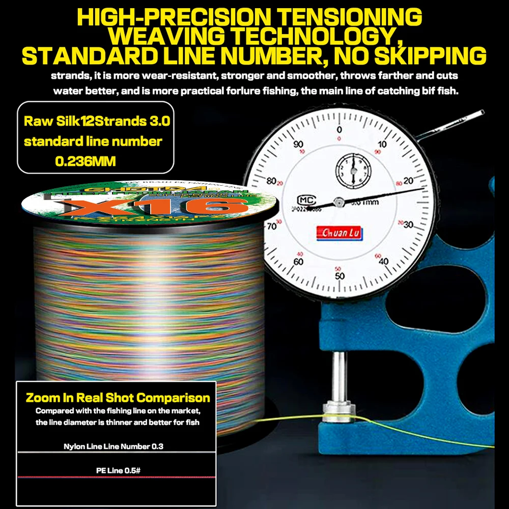 16 Strands Braided Fishing Line Super Strong 25 40 80 100 125 140 161 200LBS X-wire Core 100M-1000M Multifilament 0.16mm-0.8mm 5