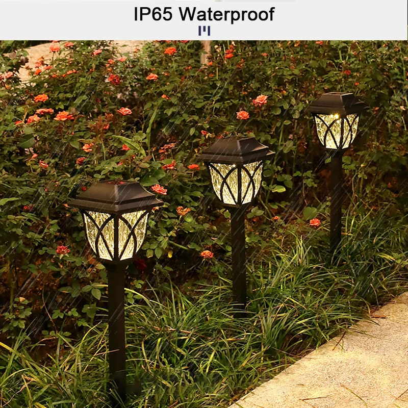 Solar Pathway Landscape Lamp Outdoor Waterproof LED Solar Garden Stake Light for Lawn Yard Patio Hallway Decoration