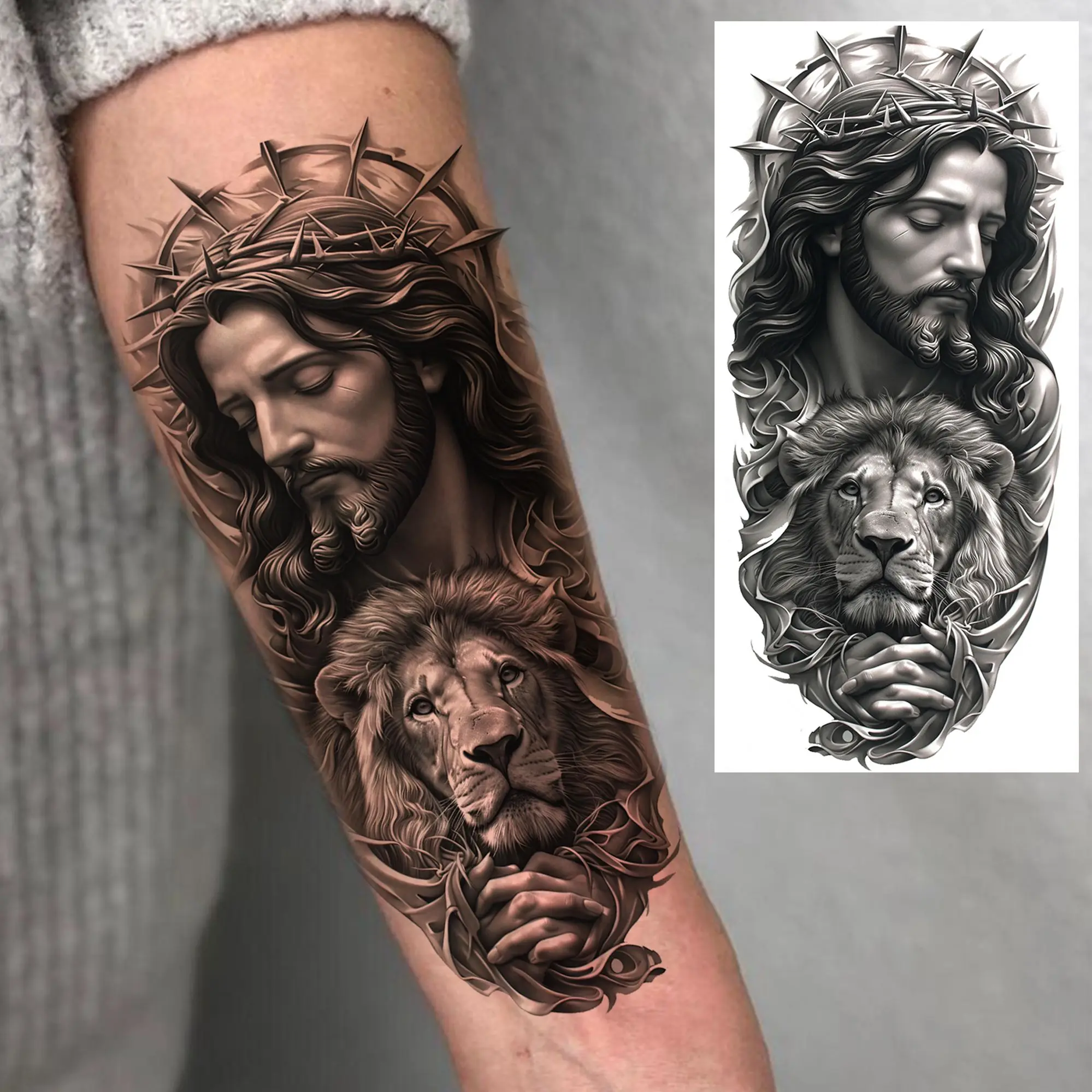 Thorn Crown Jesus Tattoo: A Realistic, Waterproof Temporary Tattoo for  Faith, Fashion, and Reflection, image size:1999x1999