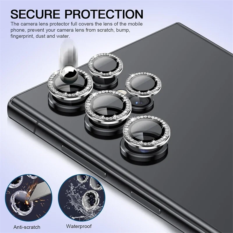 Enhanced Bling Diamond Metal Glass Camera Lens Protector - Easy Installation, Full Coverage