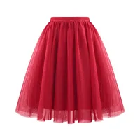 Fashion Tulle Skirt Pleated Tutu Skirts Womens Soft Drape Mid Length Skirt Wedding Bridal Bridesmaid Large Size A Line Skirts 2