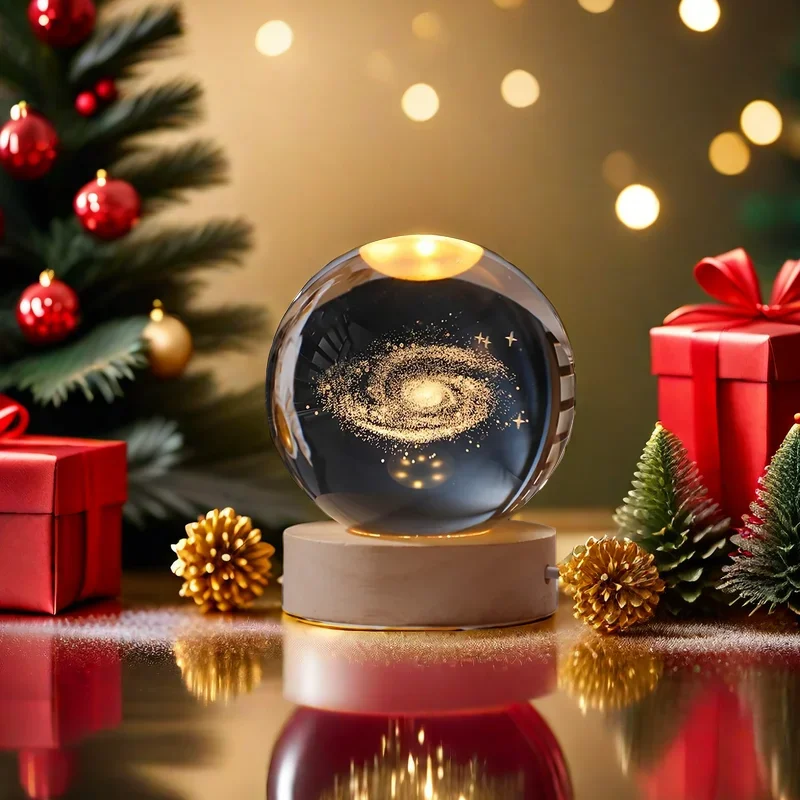 3D crystal ball lights with Milky Way and planetary projection USB nightlight atmosphere plasma balls for Christmas gifts