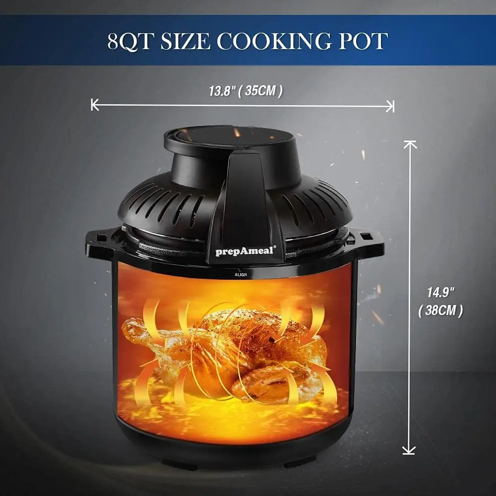 Pressure Cooker & Air Fryer Combo with Pressure Lid and Air-Fry Lid-7-in-1 cooking Modes, Easy Read LCD Display, 27 Presets Pr