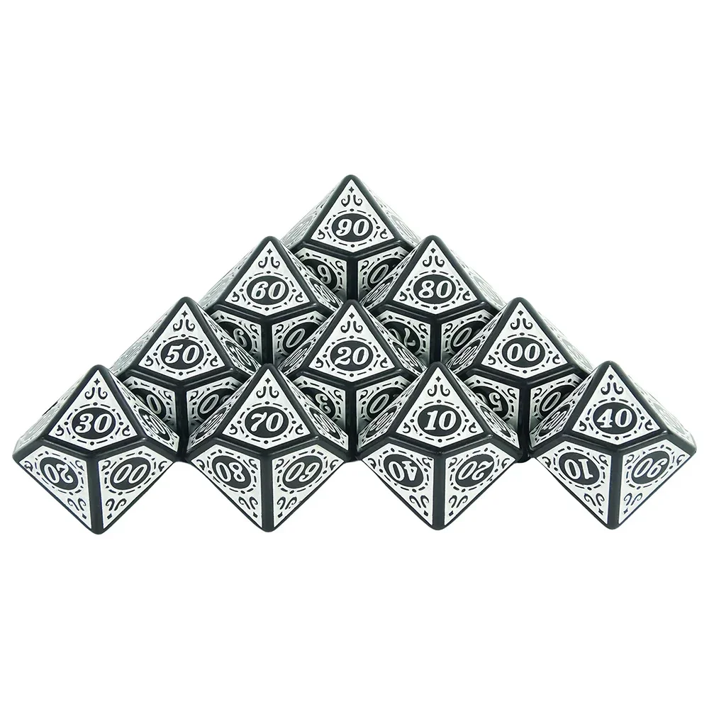 D10% Dice Set 10PCS 10 Sided Percentage for Board Games Dragon Rpg Dados Jogos Dnd As Christmas Birthday Gift