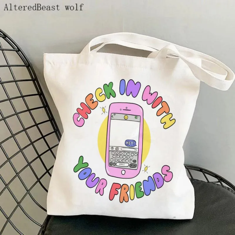 Women Canvas Shoulder bag Carve Out Time For Yourself Shopping custom Bag Harajuku Shopping Handbags Tote For Lover Girls friend