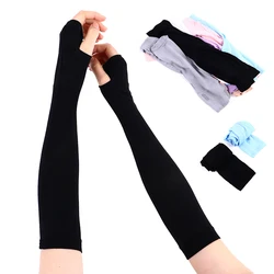 1Pair Ice Silk Sleeve Sunscreen Cuff Arm Sleeves Uv Sun Protect Anti-Slip Summer Men Women Gloves Outdoor Riding