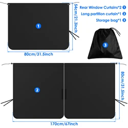 Car Privacy and Blackout Sun Shade Curtain (3PCS Set C)