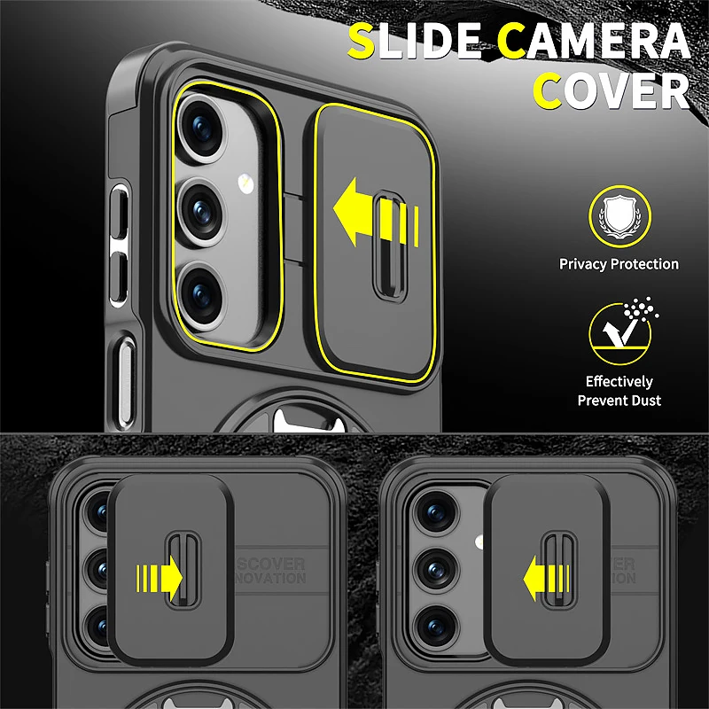Shockproof Armor Back Cover with Ring Stand and Camera Protection