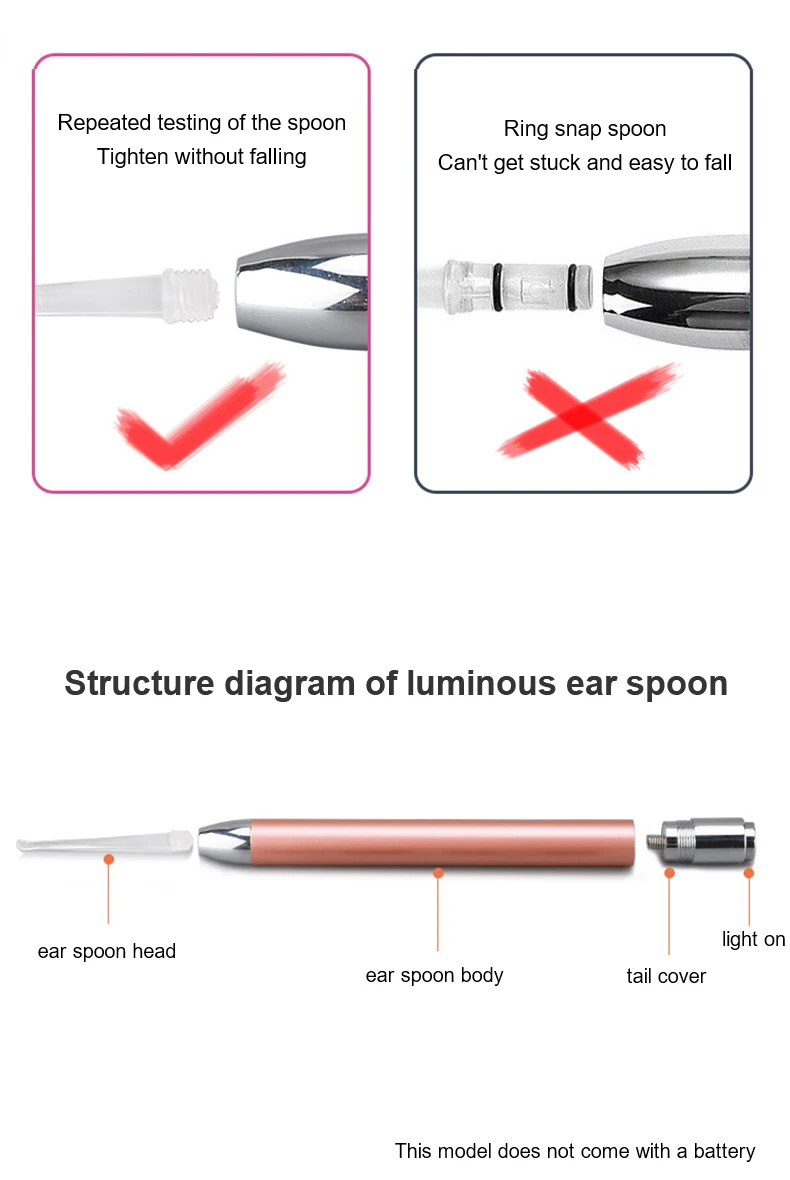 Luminous Ear Spoon With Light Visible Children Digging Earwax Endoscope Ear Spoon Borescope Inspection Mini Camera Otoscope indoor wireless security camera