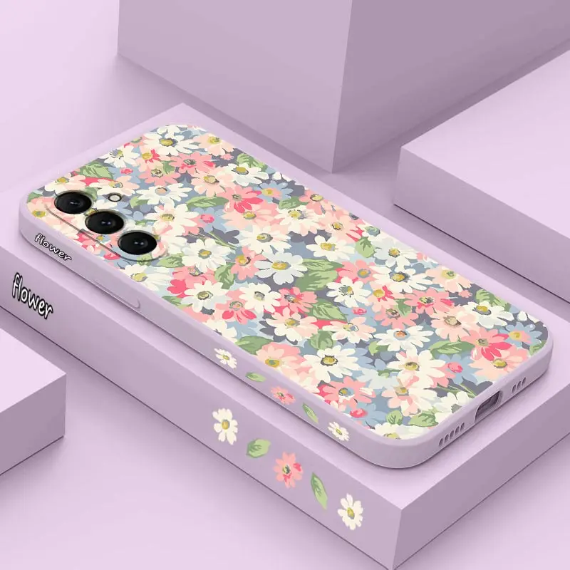 Canvas Flower Silicone Phone Case Cover