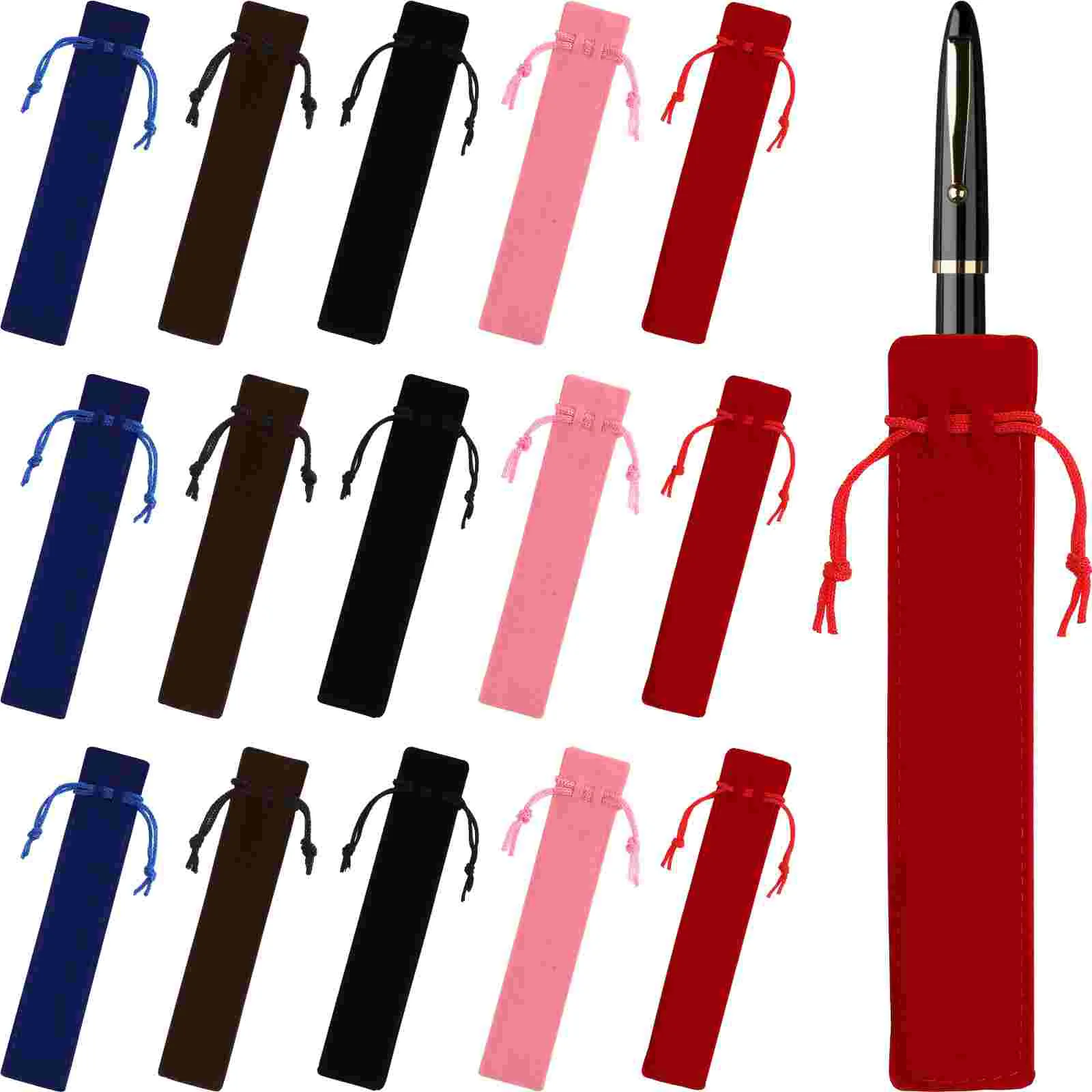 

20 Pcs Velvet Pen Pouches Drawstring Pen Bags Single Pen Holders Packaging Sleeves for School Office