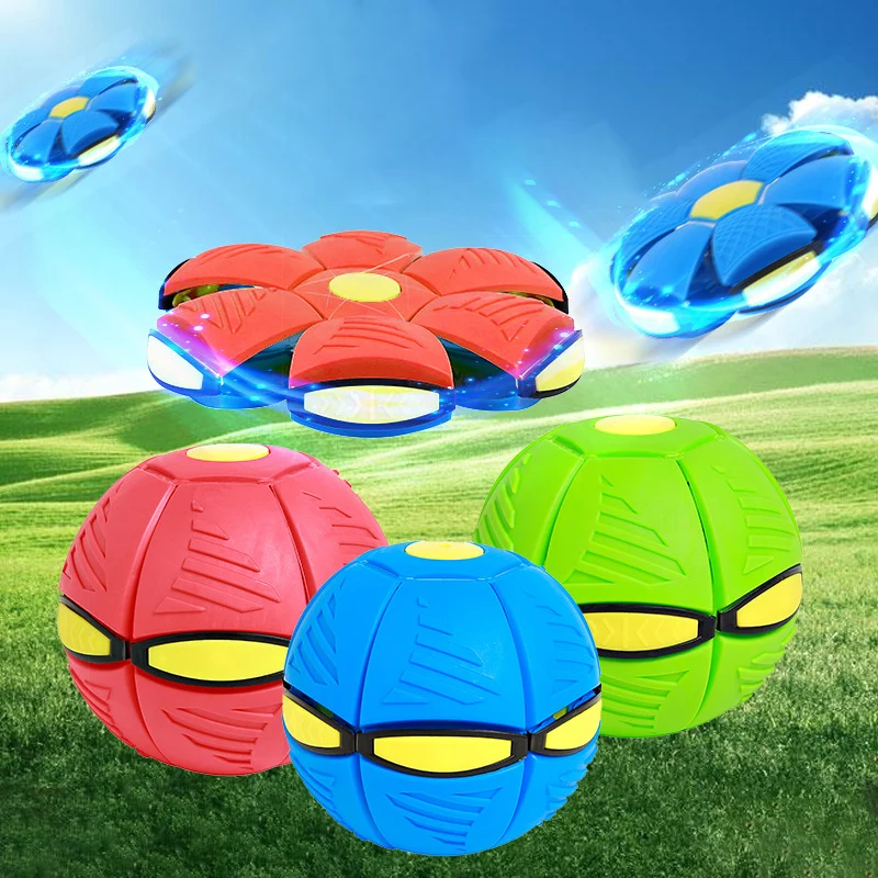 Phlat Ball, Flatball Ballon Plat, Boule Soucoupe Volante, Magic Deformation  Ball, Boule Ovni Parents-Enfants Jouets de Sports de Plein Air(Bleu)(6  lumières LED) 