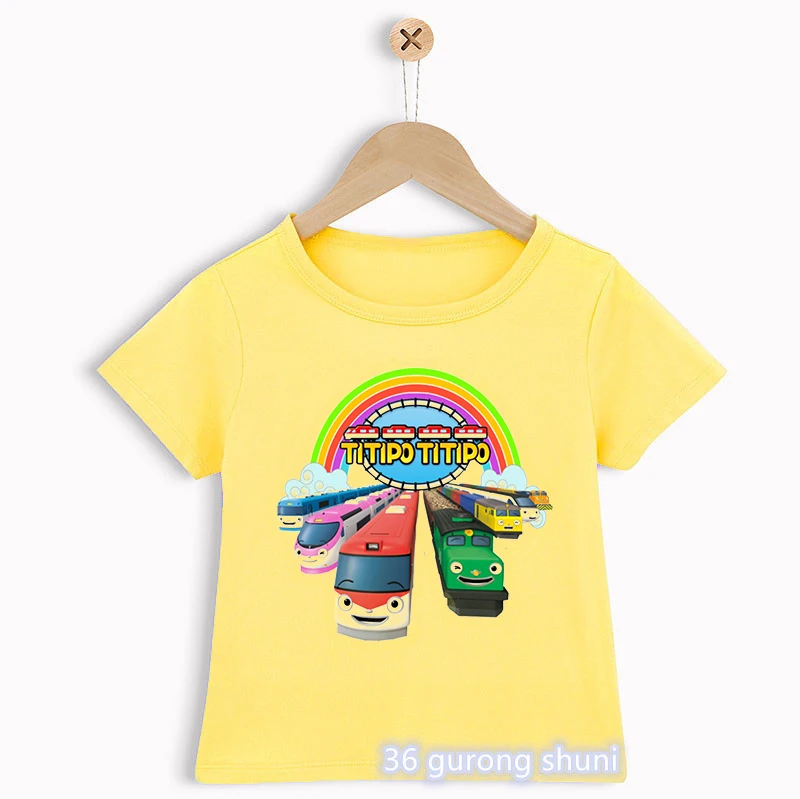 2022 Fashion Children Tshirt Cute Tayo And Little Friends Car Cartoon Print Boys T-Shirt Summer Girks Shirt Toddler Tshirt Tops children's t shirt with animals	