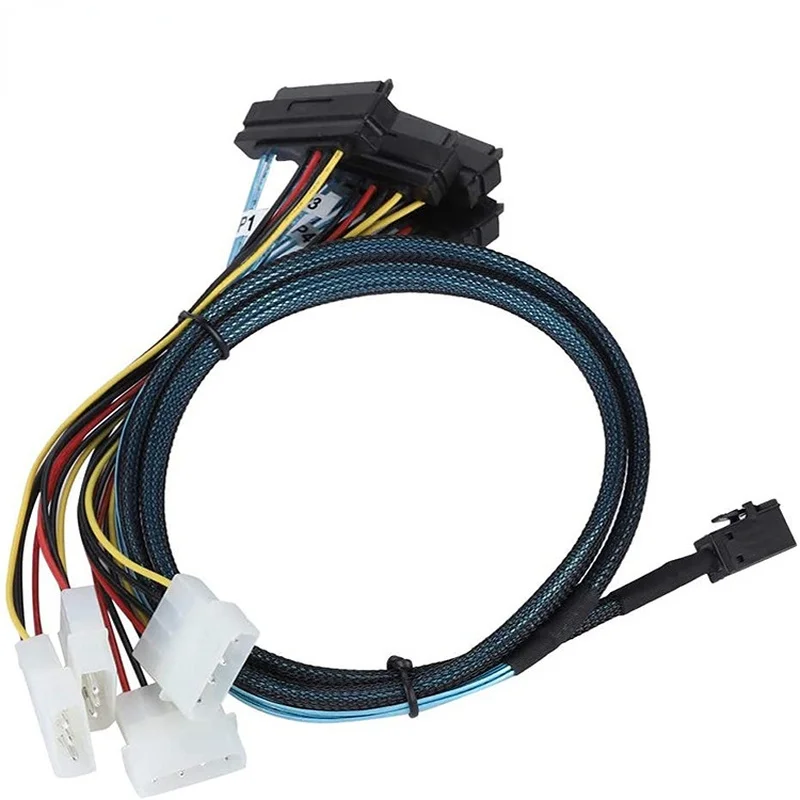 Host Interno hd Mini Sas Sff8643 Cabo Adaptador do Alvo com Ide Poder 4pin 0.5m 1m Sff8643 to Sff9482 - Imagem 4
