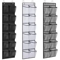 24 Grids Wall-Mounted Sundries Shoe Organiser Fabric Closet Bag Storage Rack Mesh Pocket Clear Hanging Over The Door Cloth Box 1
