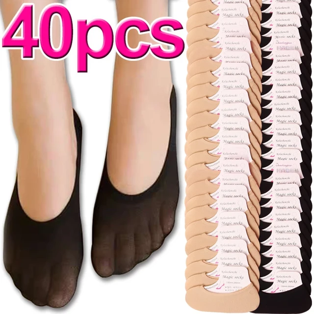 40pcs Transparent Summer Invisible Shallow Sox Footsies Shoe Liner