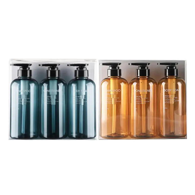 

3 Pack Soap Bottle Bathroom Shower Gel Refillable Bottles Shampoo Body Wash Hair Conditioner Lotions Press Dispenser Dropship