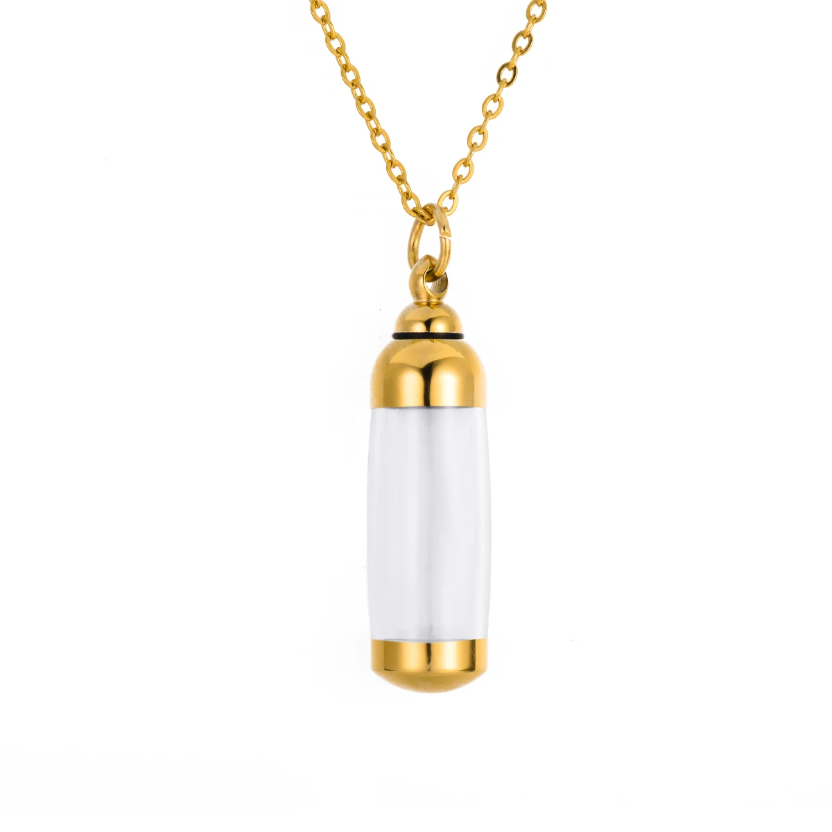 PiercingJak Collana con ciondolo in bottiglia di vetro trasparente funeraria urna cenere catena ciondolo tubo da riempire recipiente aperto contenitore commemorativo souvenir gioielli uomo donna