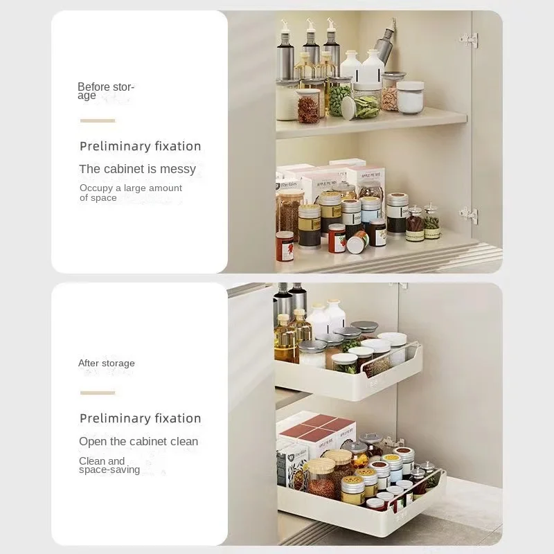 New Kitchen Storage Rack with Slide Rails Pull-out Kitchen Drawer Type Storage 2