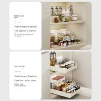 New Kitchen Storage Rack with Slide Rails Pull-out Kitchen Drawer Type Storage Tray Spice Box Storage Shelf Cabinets Organizer 2