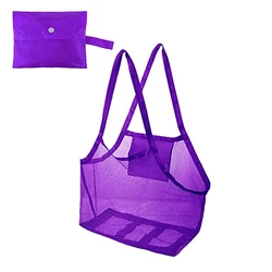 Children's Portable Mesh Beach Bag - Large Storage for Toys, Towels, and Cosmetics (PURPLE)