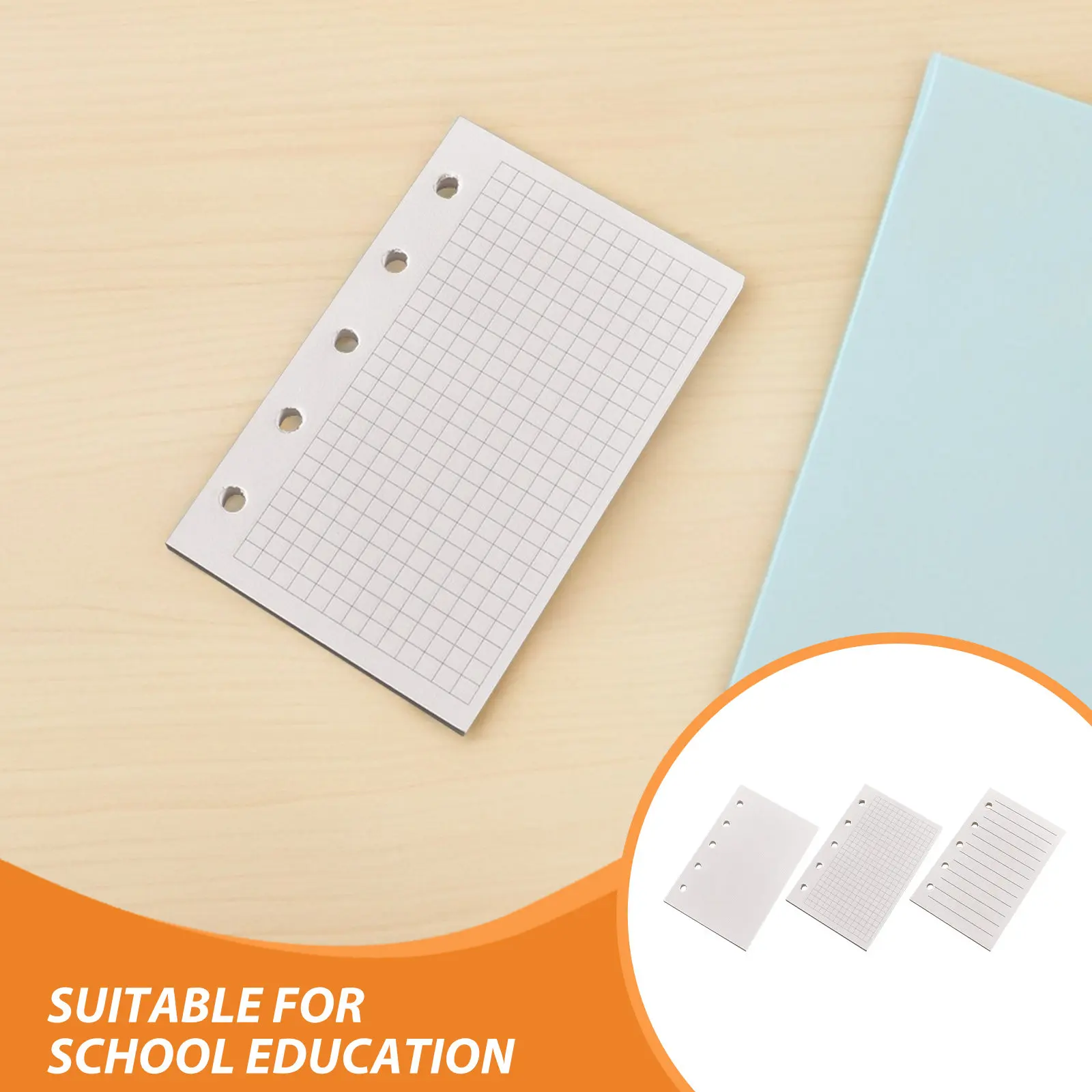 9종 리필 페이지, 줄지어 있는 그리드/무지 40매 루즈리프 용지, 두껍고 부드러운 5홀 펀치 바인더 인서트, 노트/다이어리용