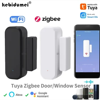 Tuya WiFi/Zigbee Smart Door And Window Sensor Magnetic Security Alarm Smartlife APP Remote Monitor Works With Alexa Google Home