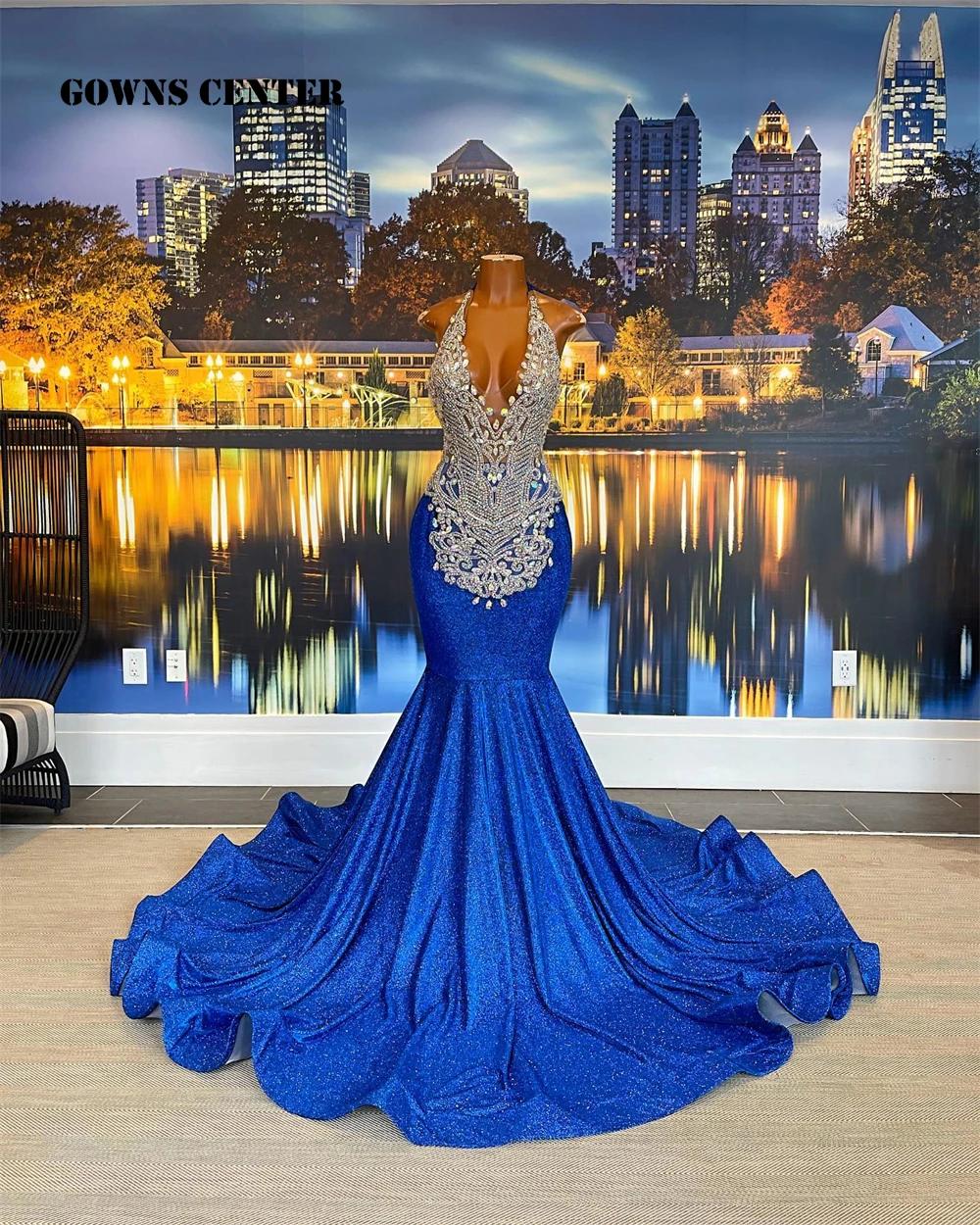Royal Blue Halter Prom Dress Prom Dress Mermaid Sliver Dress
