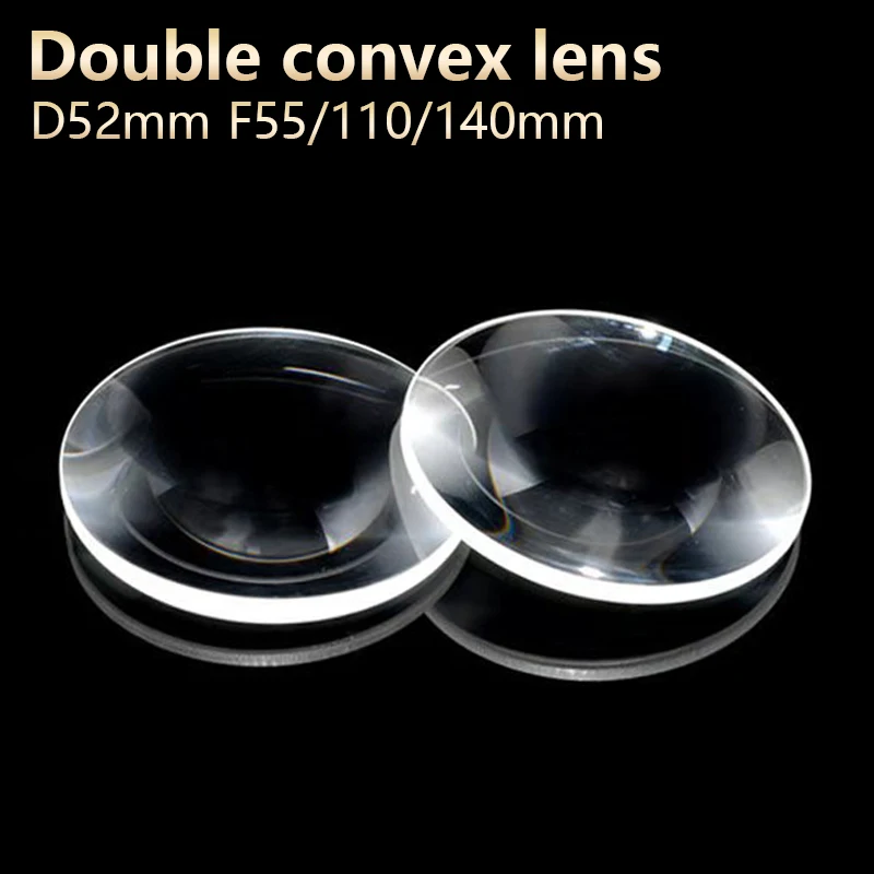 

Double convex lenses magnifier Physical optics lens eyepiece telescope DIY projector Optical experiment D52mm F55/110/140mm