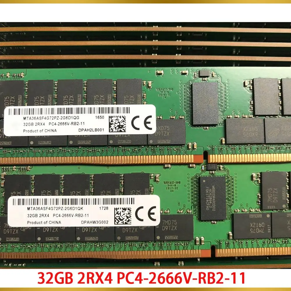 1 Pcs For MT MTA36ASF4G72PZ DDR4 32G 32GB 2RX4 PC4 2666V RB2 11 2666MHZ