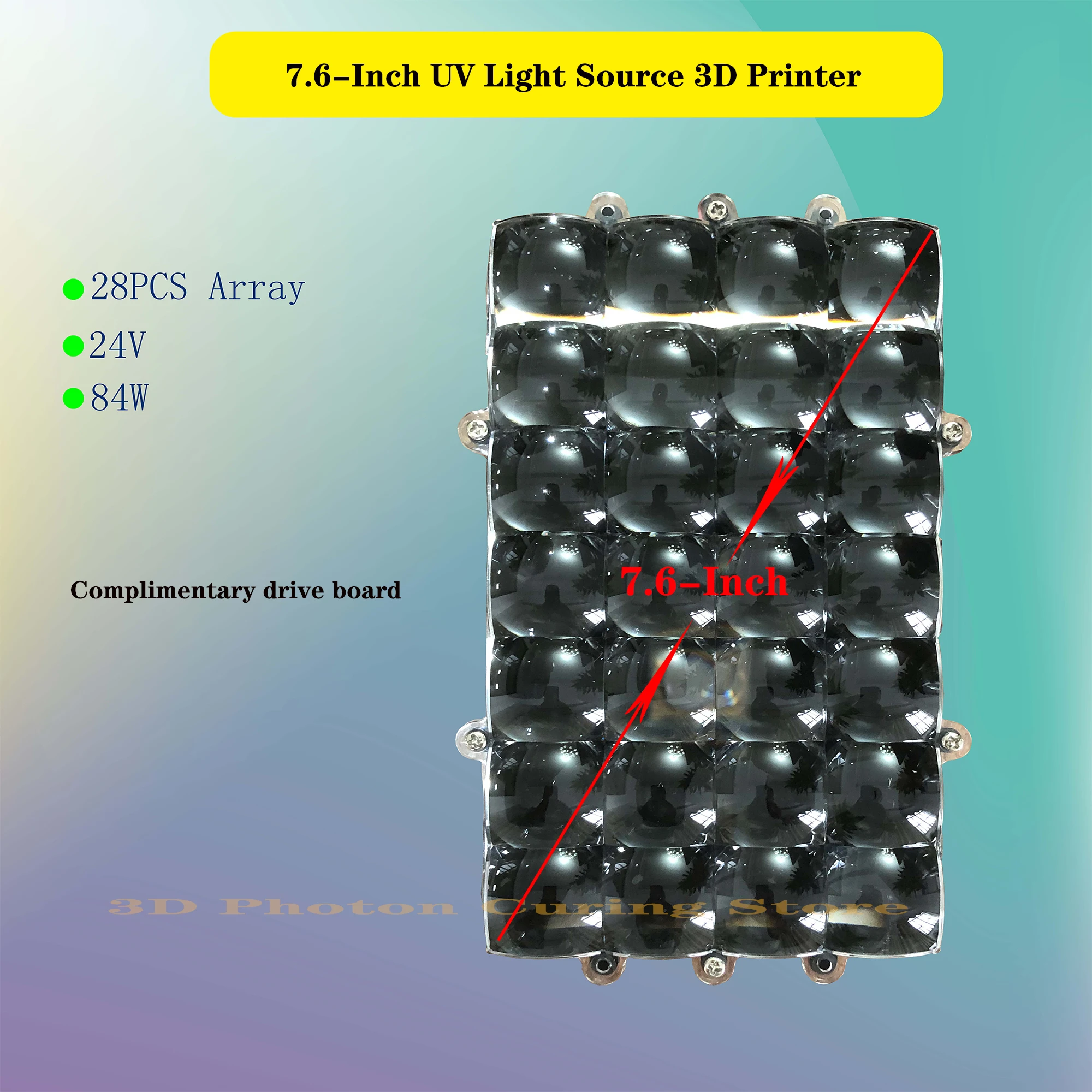  7.6 inch UV led for Anycubic photon M3 405nm array UV 28pcs Light Source For 3D Printer Power of light source 84W