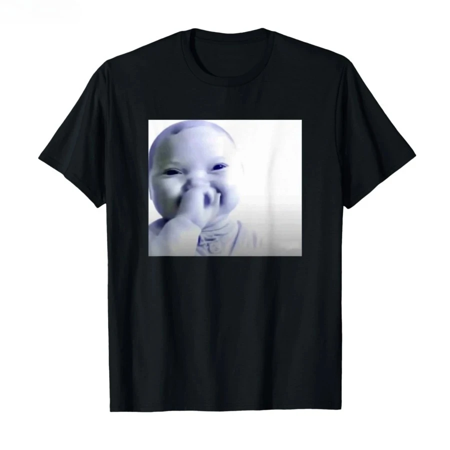 Funny AI Baby Holding Laugh Meme Viral Trend T-shirt for Women T Shirts Short Sleeve Tops Streetwear Women's Tees Casual Clothes 2
