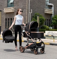 3 en 1 bébé poussette multi-fonctionnelle haute paysage chariot peut s'asseoir inclinable lumière pliant poussettes bébé poussette landau 3