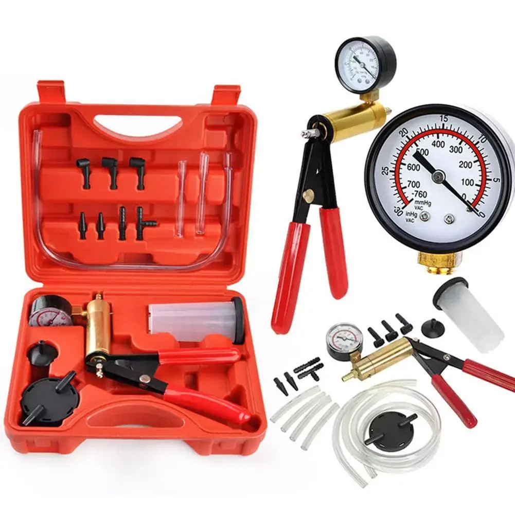 Manual Brake Bleeder Vacuum Pump Kit Automotive Fluid Tester With Gauge Adapters 2 In 1 Handheld Pistol Test Tool For Car Truck