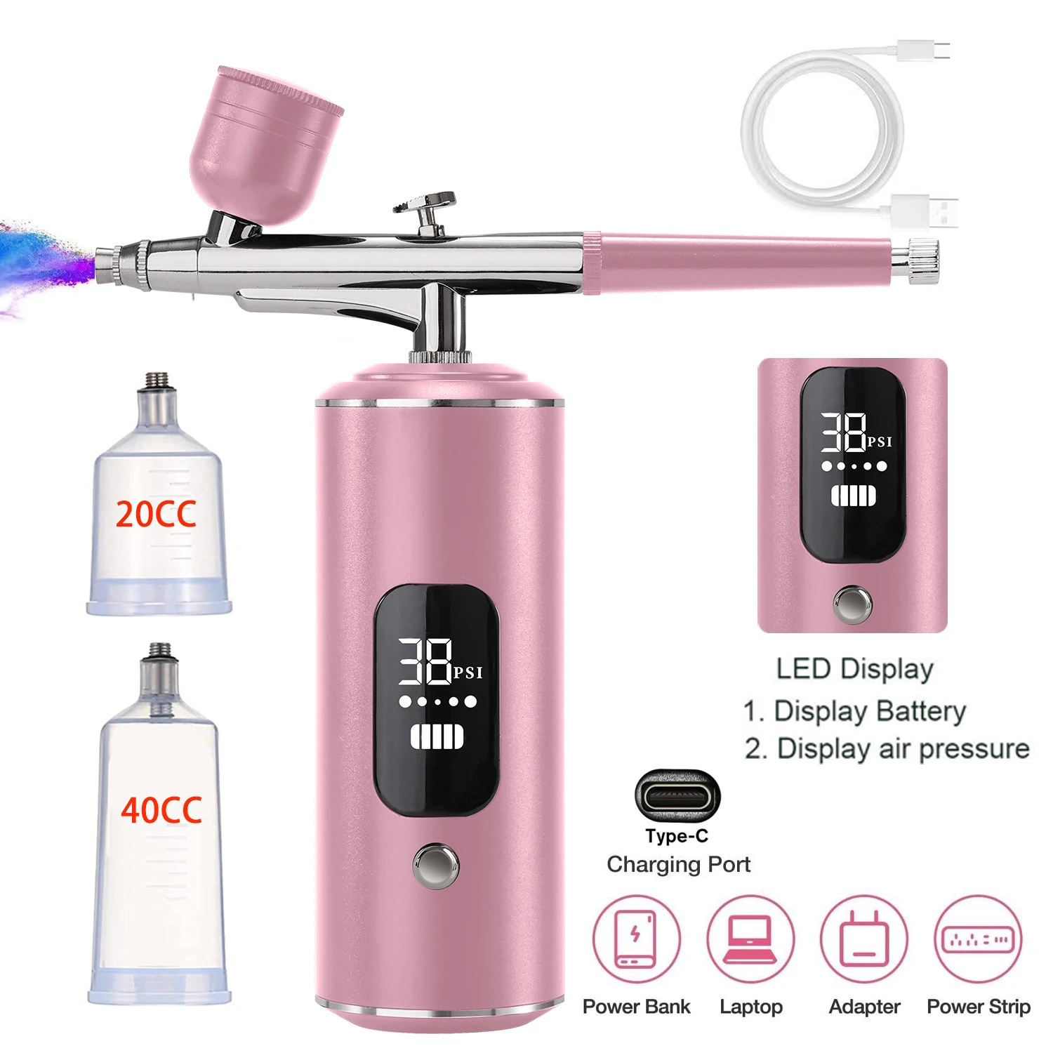 Airbrush Nail Portable Mini Air Brush Compressor Kit Nails Art Manicure Craft Pastry Cake Paint Nano Sprayer Gun 30psi airbrush gun