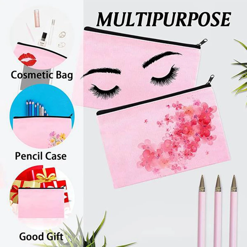 Pink Canvas Makeup Bag,Bulk Cosmetic Bags With Multi-Color Zipper,Canvas  Zipper Pencil Case Pouch,DIY Craft - AliExpress