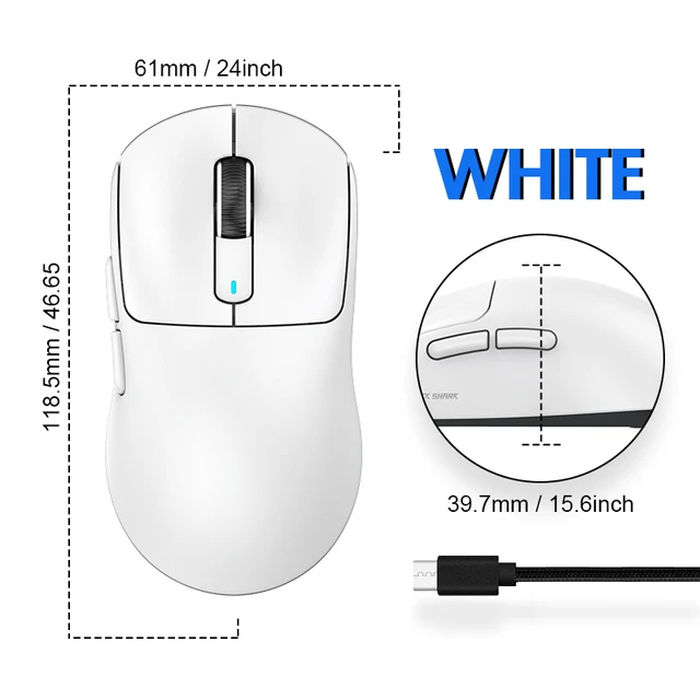 ATTACK SHARK X3 49g SUPERLIGHT Mouse, PixArt Gaming Sensor, BT/2.4G  Wireless/Wired, 6 DPI ajustable hasta 26000, 200Hrs Battery, G502, Office  Mouse para Win11/Xbox/PS/Mac (Blanco) : : Informática