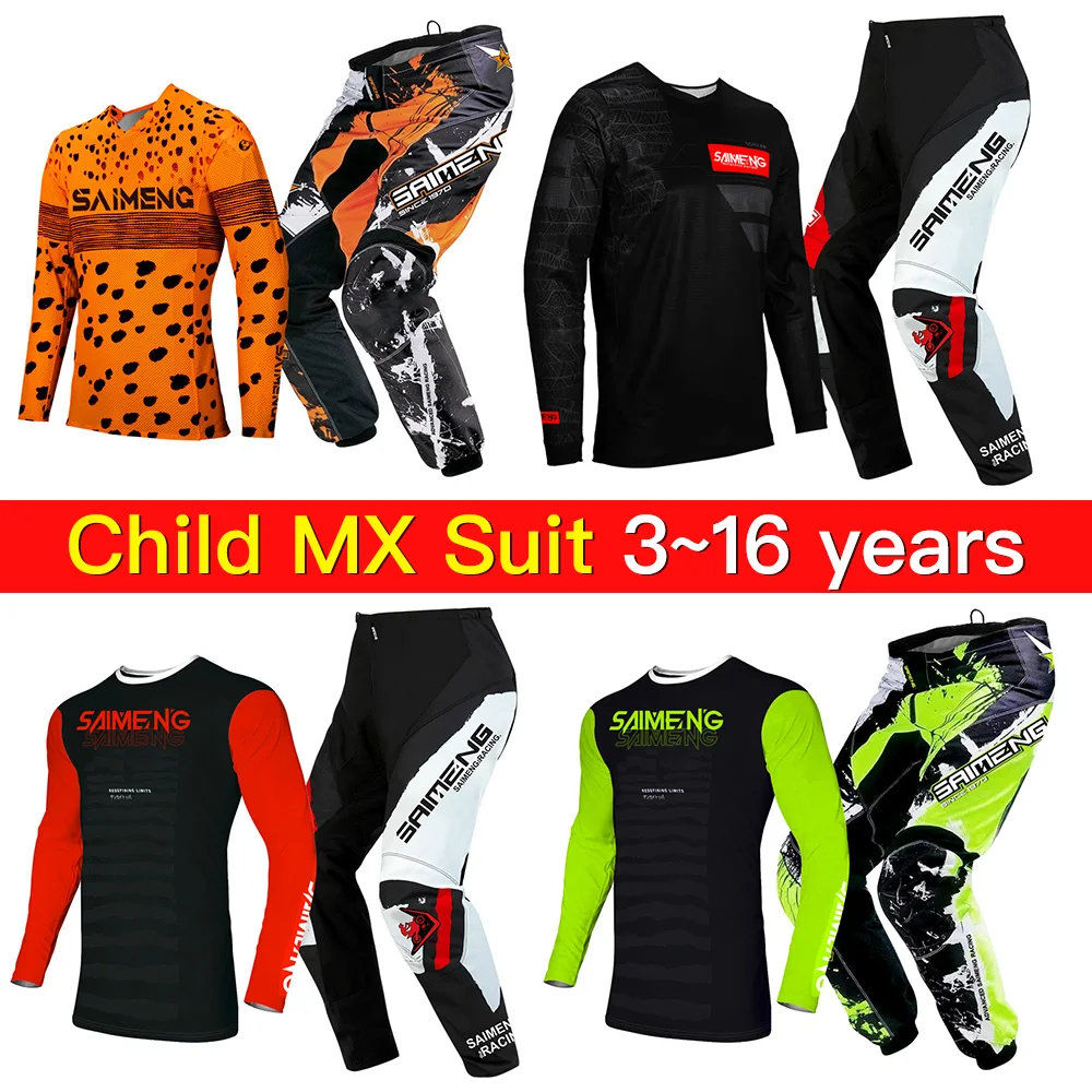 엔듀로 슈트 아동용 남아 여아 유스 모토크로스 저지 팬츠 키트  이름 번호 맞춤..