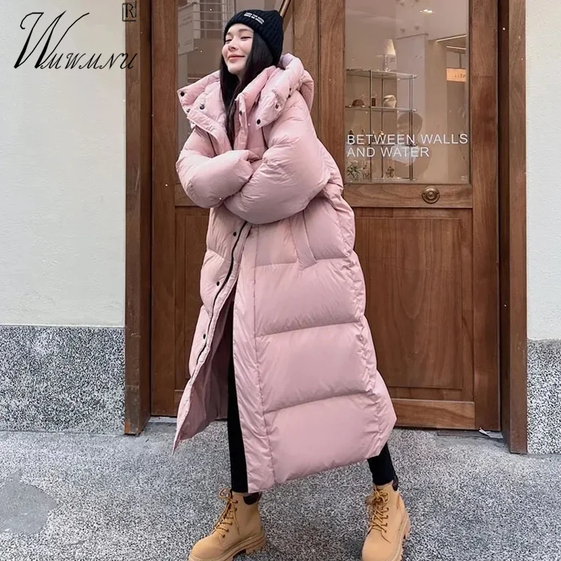 

Oversize 4xl Pink Long Hooded Parka Casual Winter Warm Padded Jacket Women Trend Cotton Coat Loose Windbreak Puffer Abrigo Mujer