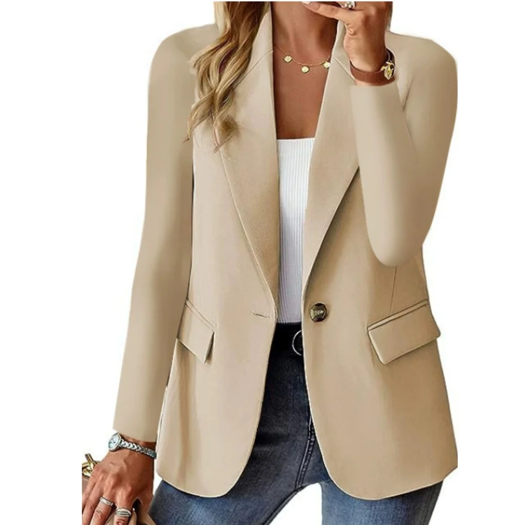 New Women Fashion Solid Button Suit Coat Lapel Long Sleeve Hatless Casual Coat Jacket Oversized Work Office Lady Business Autumn