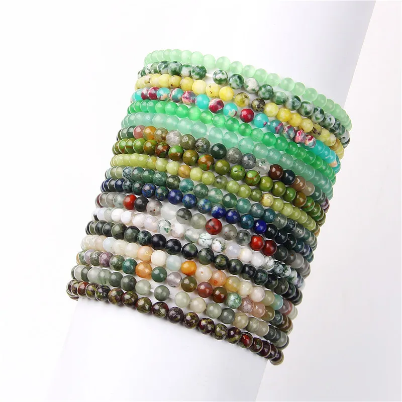 4mm Natural Stone Tiger's Eye Women's Bracelet Handmade Semi-precious Stone Ball Elastic Bracelet