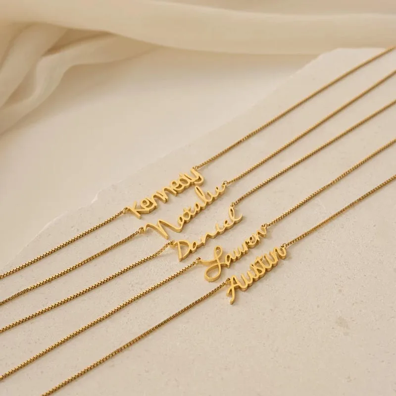 Custom Name Necklace For Women  Any Font with Box Chain Gold Nameplate Necklace Best Friend  Perfect Birthday Gift Choker 2023