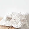 100% Linen Fitted Bed Sheet with Elastic Band Solid Color Anti-slip Adjustable Mattress Cover for Single Double King Queen Bed 5