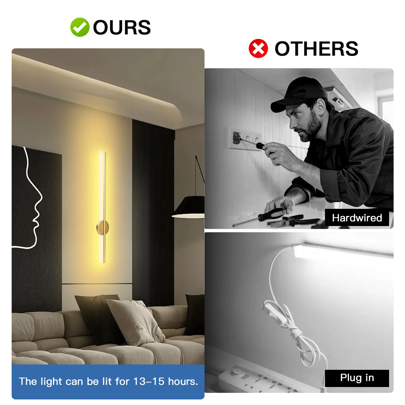 مصباح جداري LED لاسلكي 50سم