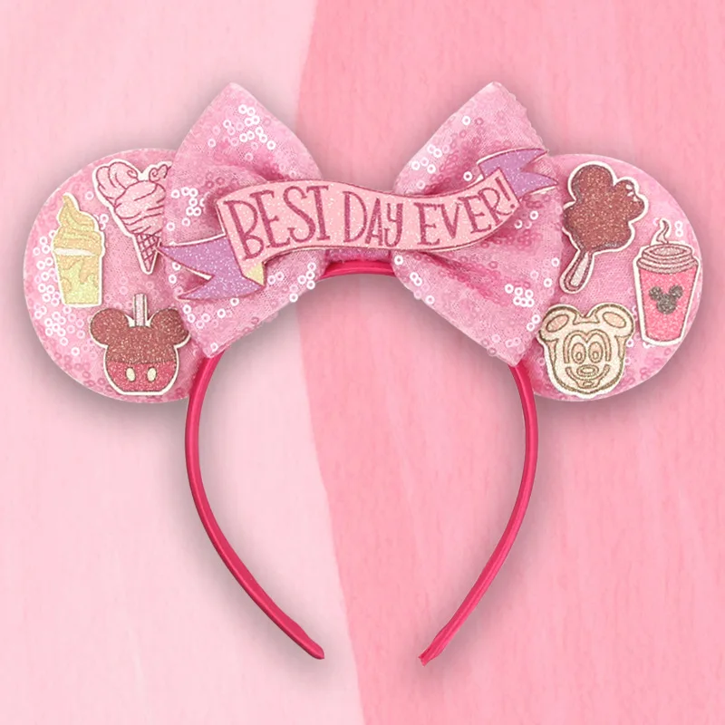 Hair Accessories Disney Castle Christmas Mickey Hair Hoops Birthday Party Children Mickey Mouse Sequins Hoops