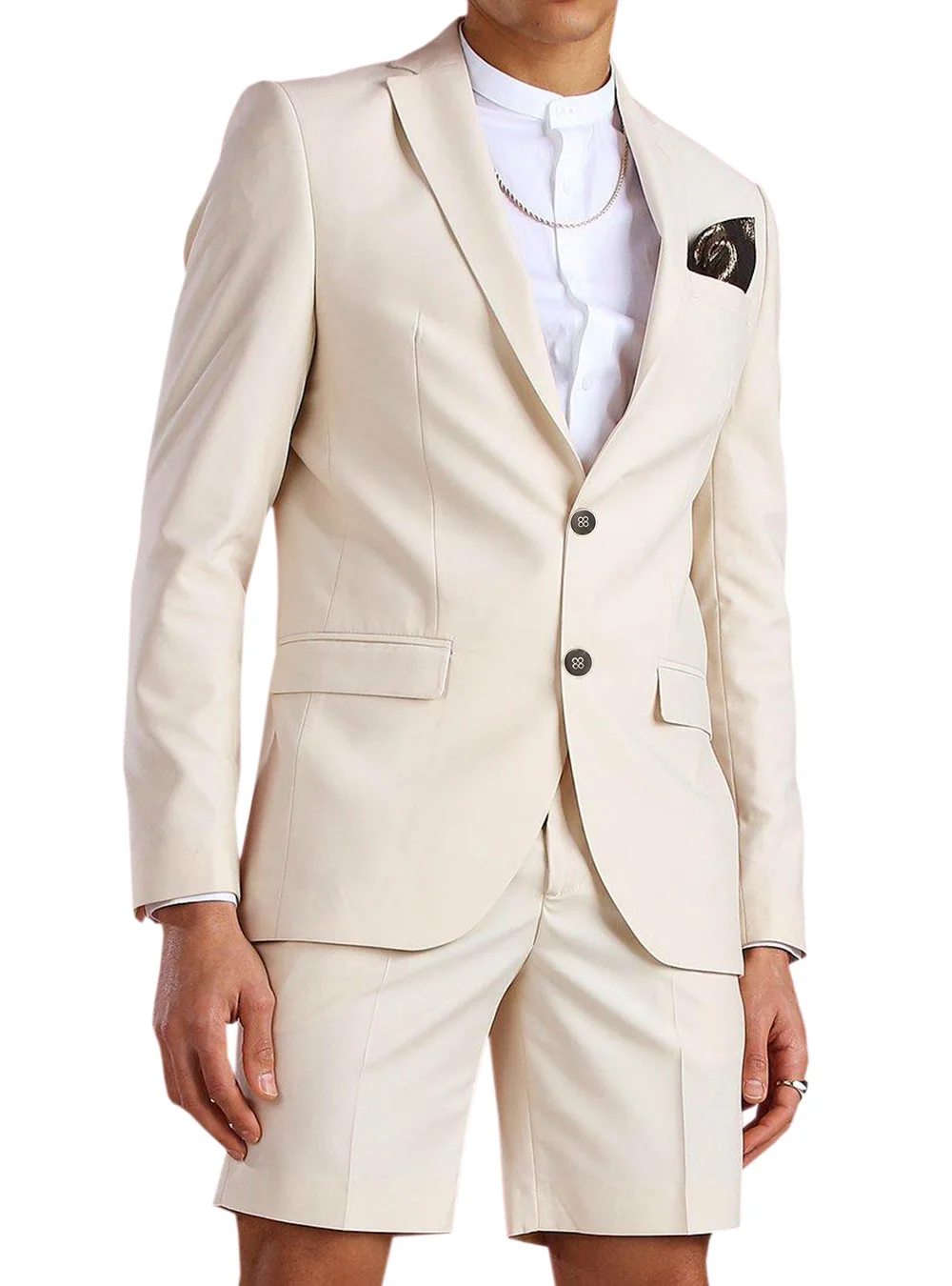 Men Suit Champagne Short Pant Casual Summer 2 Piece Tuxedo Groom Beach Wedding