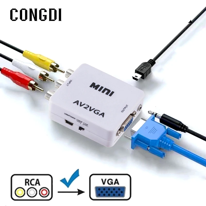 Converter Adapter Av Vga Adapter | Digital Audio Converter Rca - Av Rca Vga  Video - Aliexpress