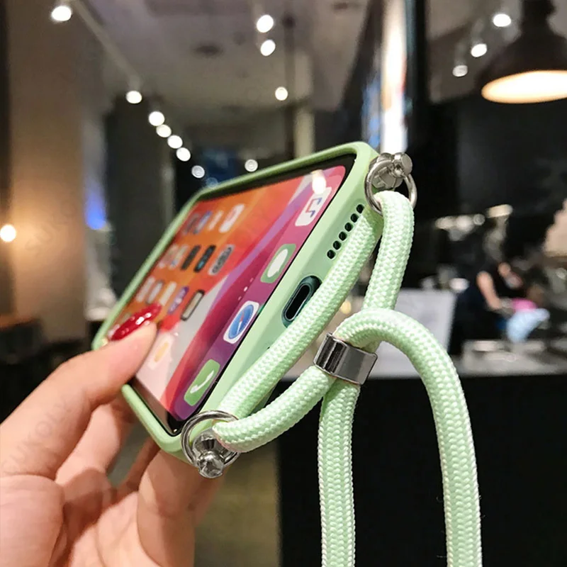 samsung cute phone cover For Samsung Galaxy A52 5G A72 A42 S22 Ultra S21 S20 FE A51 A71 Crossbody Hanging Shoulder Cover Liquid Silicone Lanyard Case kawaii phone case samsung