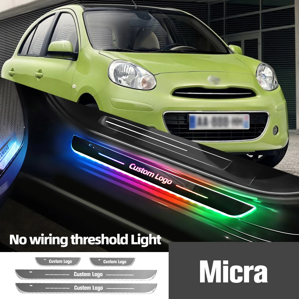

For Nissan Micra K11 K12 K113 K14 1997-2023 Car Door Sill Light Customized Logo LED Welcome Threshold Pedal Lamp Accessories