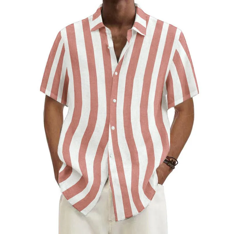 

Men's Simple Daily Striped Casual Shirt shirt Pink